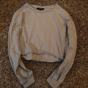 Grey Cropped Long Sleeve Shirt